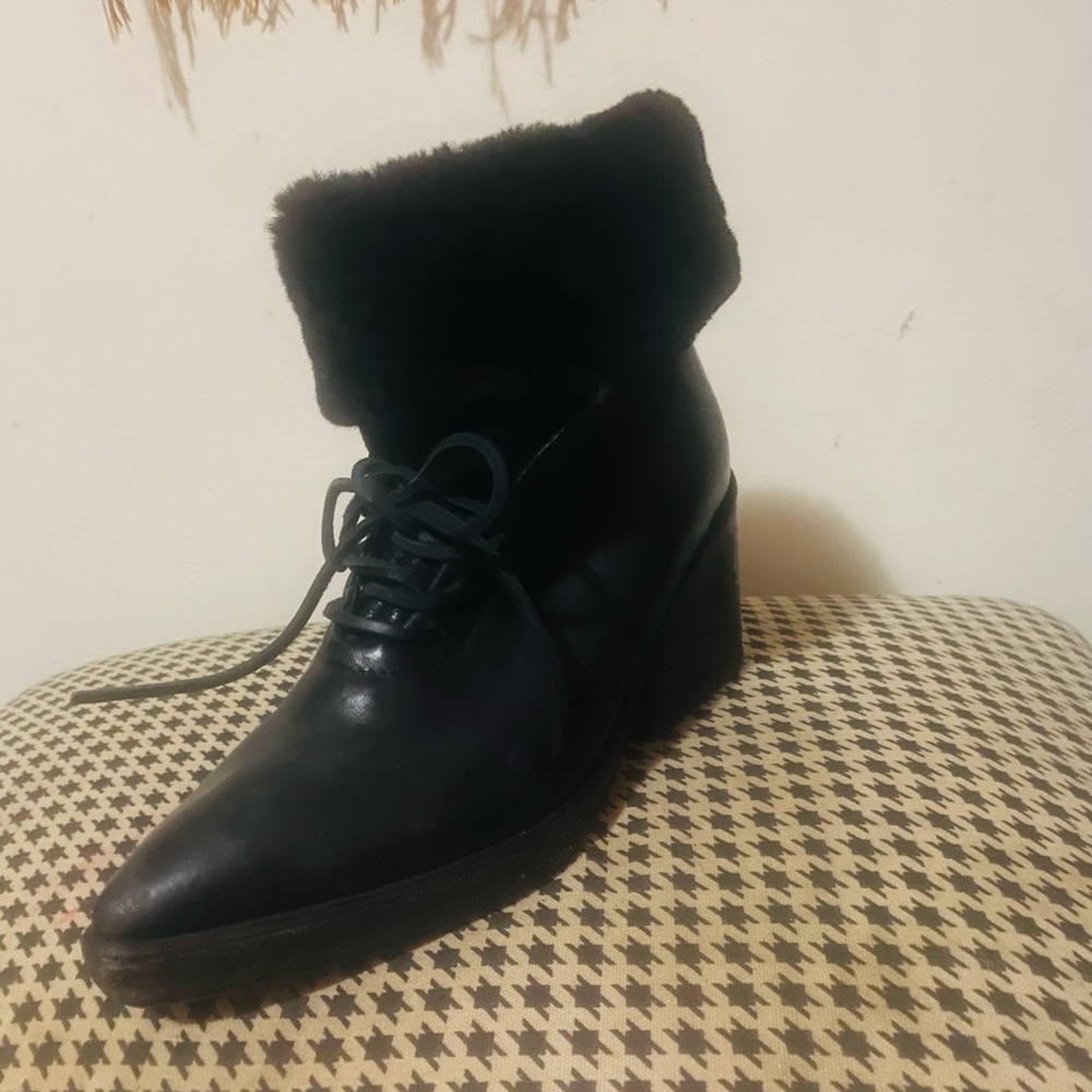 A.S. 98 Black Shearling Booties 37